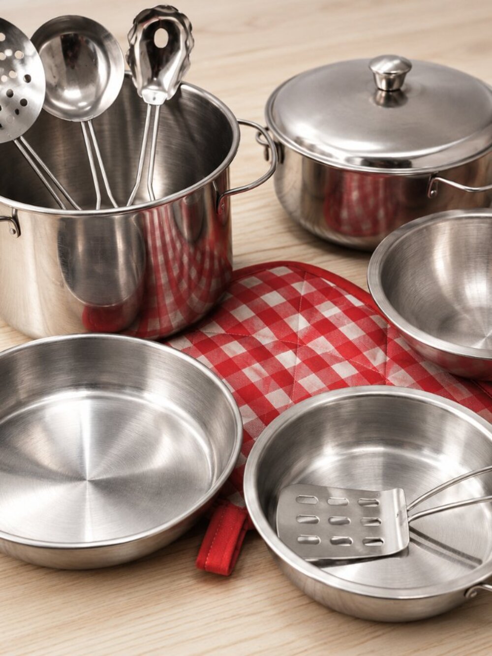Kids Stainless Steel Play Kitchen Cookware Set, Pretend Cooking Pots & Pans Toy - Picture 3 of 13